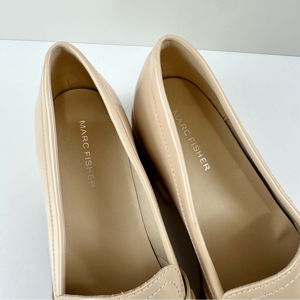 Marc Fisher NEW Women's Sz 10 Cream Dancel Loafer Shoes Chunky Block Heel Nude - Picture 8 of 11